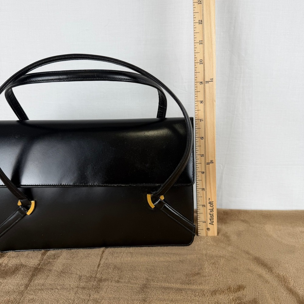 Vintage Lennox Bags Black Leather Handbag Gold Hardware with Coin Purse Dust Bag - Picture 11 of 11